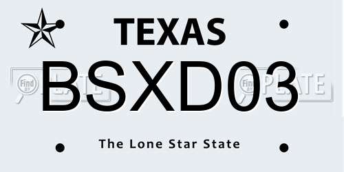 BSXD03 Texas License Plate