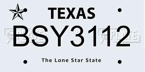 BSY3112 Texas License Plate