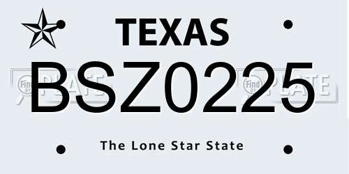 BSZ0225 Texas License Plate
