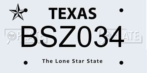 BSZ034 Texas License Plate