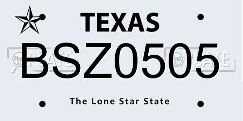 BSZ0505 Texas License Plate