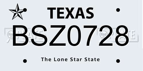 BSZ0728 Texas License Plate