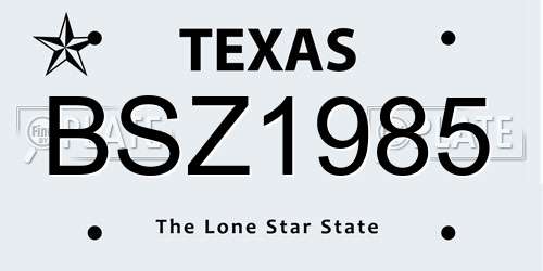 BSZ1985 Texas License Plate