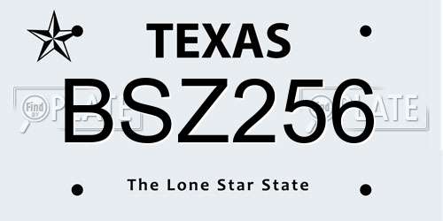 BSZ256 Texas License Plate