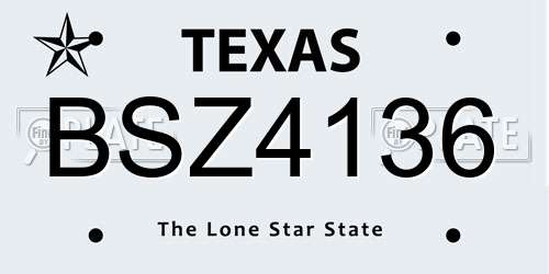 BSZ4136 Texas License Plate