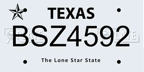 BSZ4592 Texas License Plate