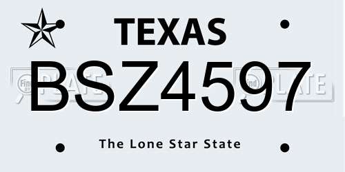 BSZ4597 Texas License Plate