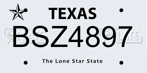 BSZ4897 Texas License Plate