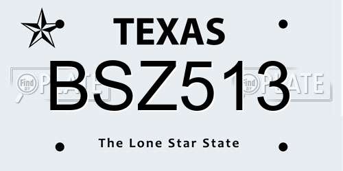 BSZ513 Texas License Plate
