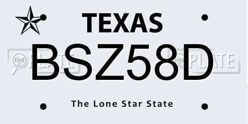 BSZ58D Texas License Plate