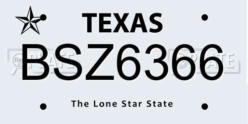 BSZ6366 Texas License Plate