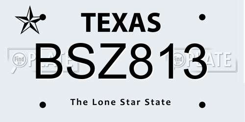 BSZ813 Texas License Plate