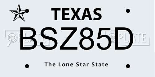 BSZ85D Texas License Plate
