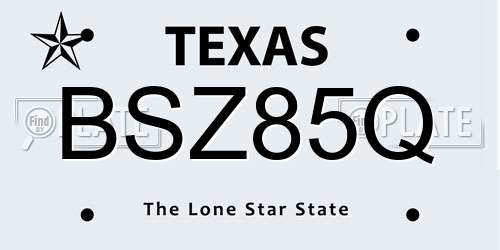 BSZ85Q Texas License Plate