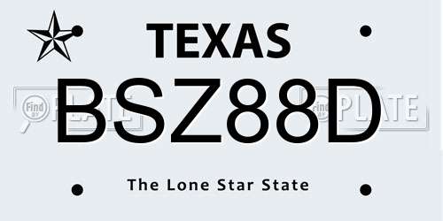BSZ88D Texas License Plate