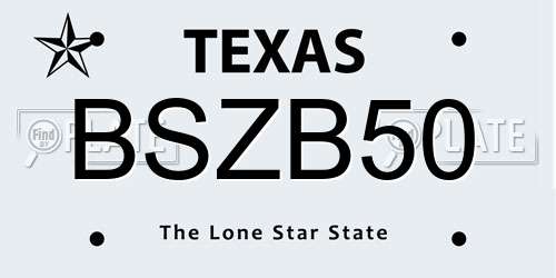 BSZB50 Texas License Plate