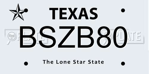 BSZB80 Texas License Plate