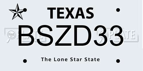 BSZD33 Texas License Plate
