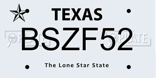 BSZF52 Texas License Plate