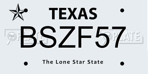 BSZF57 Texas License Plate