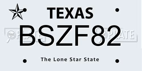 BSZF82 Texas License Plate