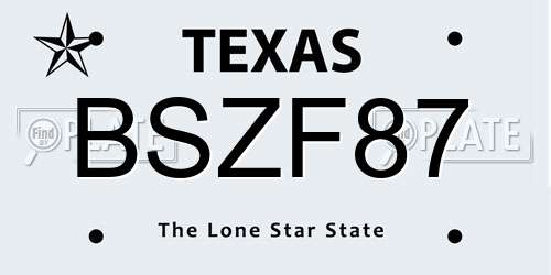 BSZF87 Texas License Plate