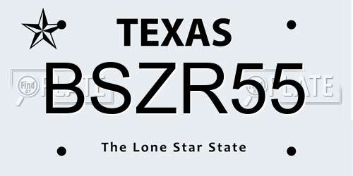 BSZR55 Texas License Plate