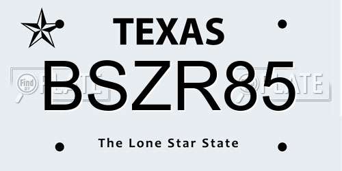 BSZR85 Texas License Plate
