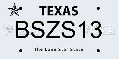 BSZS13 Texas License Plate