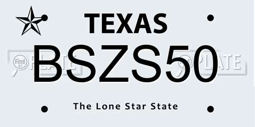 BSZS50 Texas License Plate