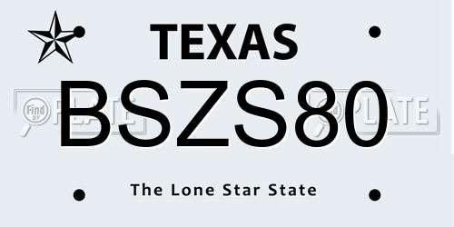 BSZS80 Texas License Plate