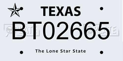 BT02665 Texas License Plate