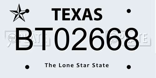 BT02668 Texas License Plate