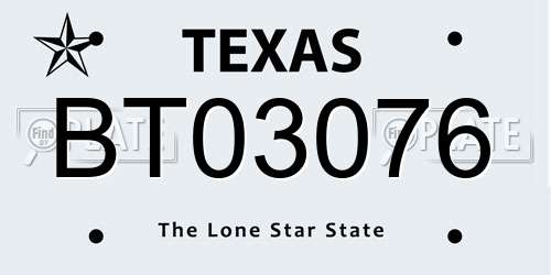 BT03076 Texas License Plate