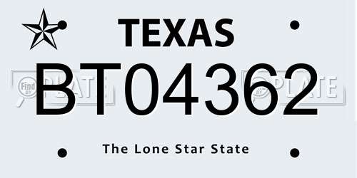 BT04362 Texas License Plate
