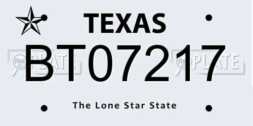 BT07217 Texas License Plate