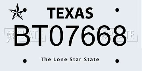 BT07668 Texas License Plate