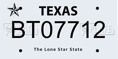 BT07712 Texas License Plate
