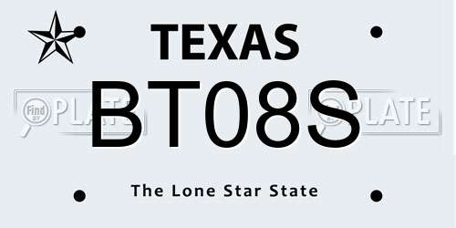 BT08S Texas License Plate