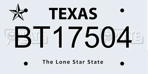 BT17504 Texas License Plate