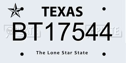 BT17544 Texas License Plate
