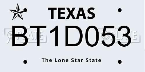 BT1D053 Texas License Plate