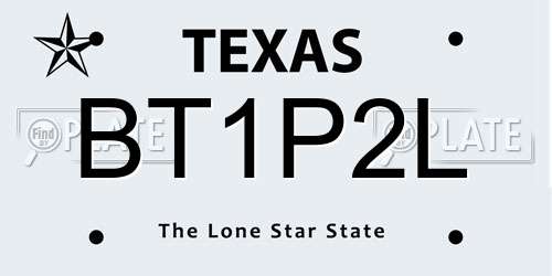 BT1P2L Texas License Plate