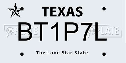 BT1P7L Texas License Plate