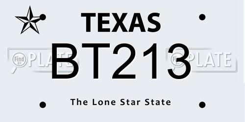 BT213 Texas License Plate