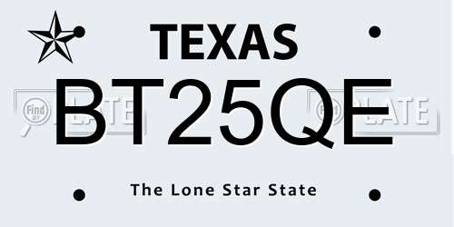BT25QE Texas License Plate