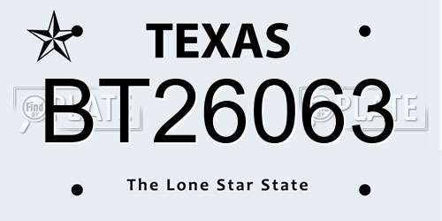 BT26063 Texas License Plate