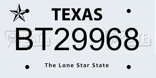 BT29968 Texas License Plate