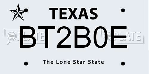 BT2B0E Texas License Plate