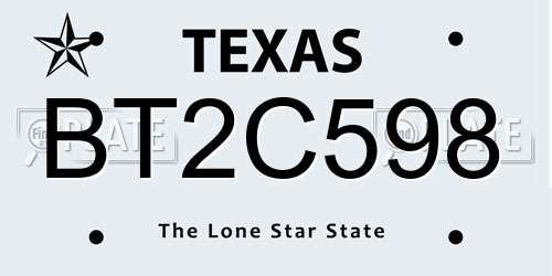 BT2C598 Texas License Plate